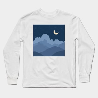 Night mountain landscape horizon Long Sleeve T-Shirt